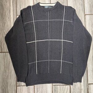 Oscar de la Renta Men’s Grey/White Crewneck Sweater